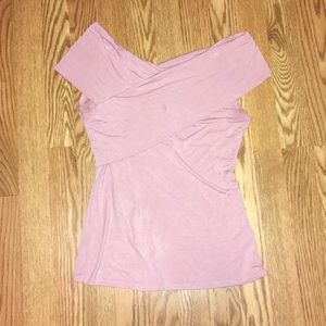 Pink cross shoulder top